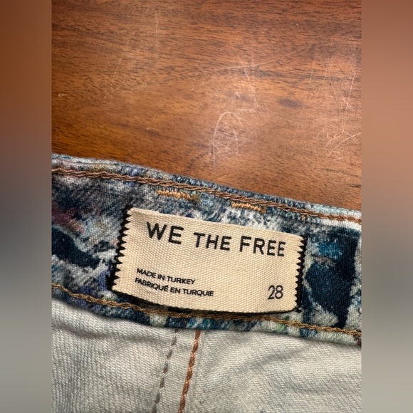 Free People Tennessee Low Rise Illusion Jeans Floral Canvas Paint Splatter Sz 28 - Picture 7 of 15